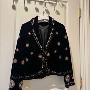 Central Park West Black Embroidered Blazer